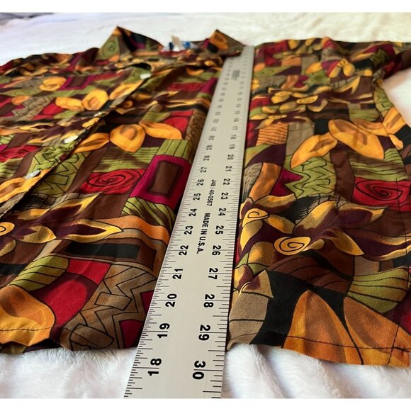 Vintage Ship N Shore Women Short Sleeve Button-Up Shirt 2X Abstract Floral Print - Picture 8 of 9